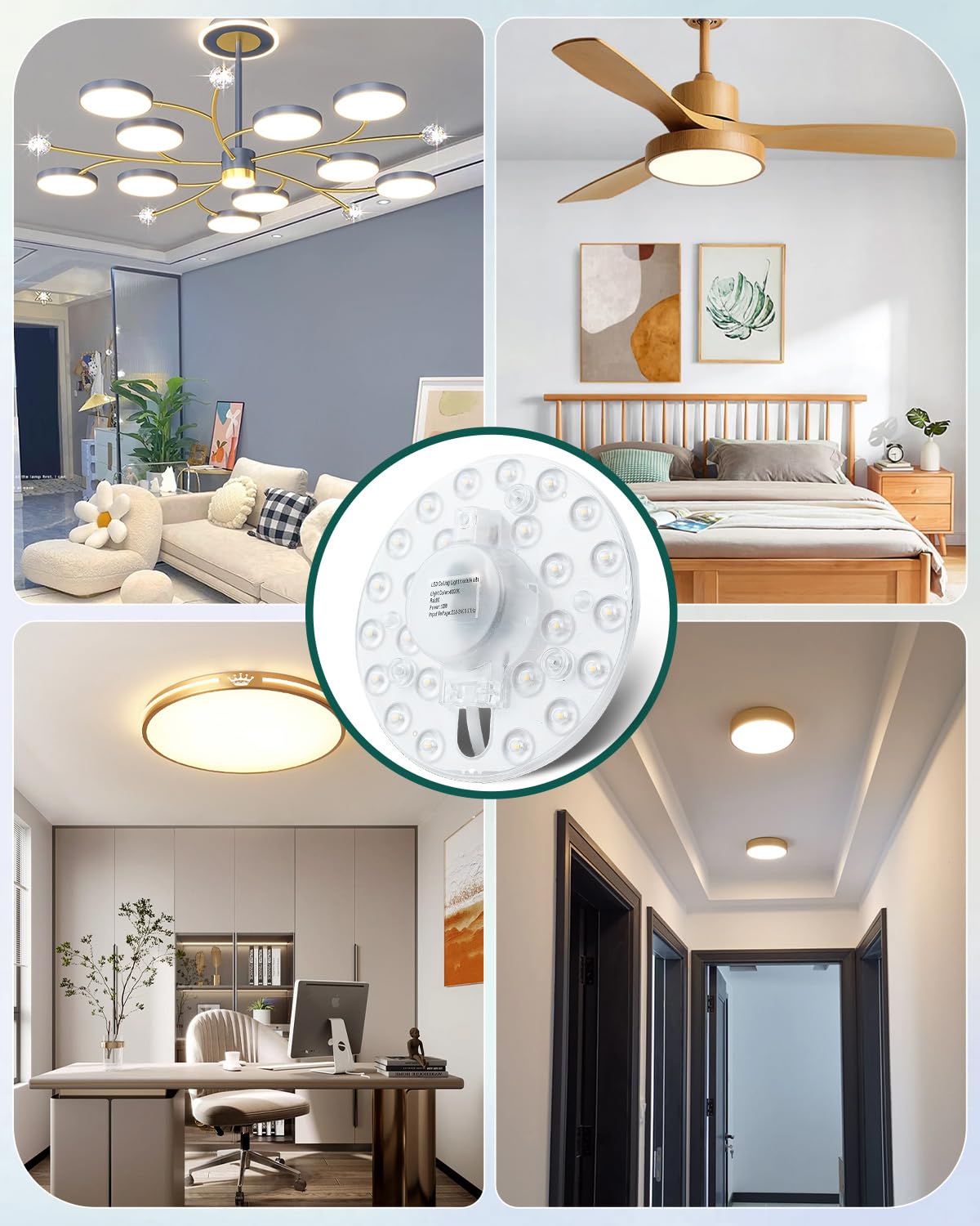 Image secondaire de Bonlux Module LED Cercle 12W Kit de Conversion LED pour Plafonnier Blanc Naturel 4000K Avec Aimant de Fixation pour Boîtier de P