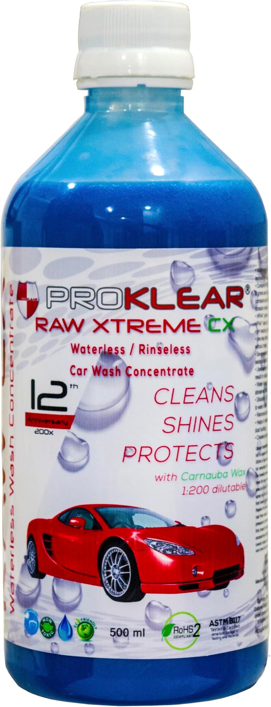 Waterless Dry Car Wash 500ml Concentrate RAW Xtreme CX Carnauba Wax Rinseless/Waterless Auto Wash Concentrate - 400 Washes Makes 100 liters