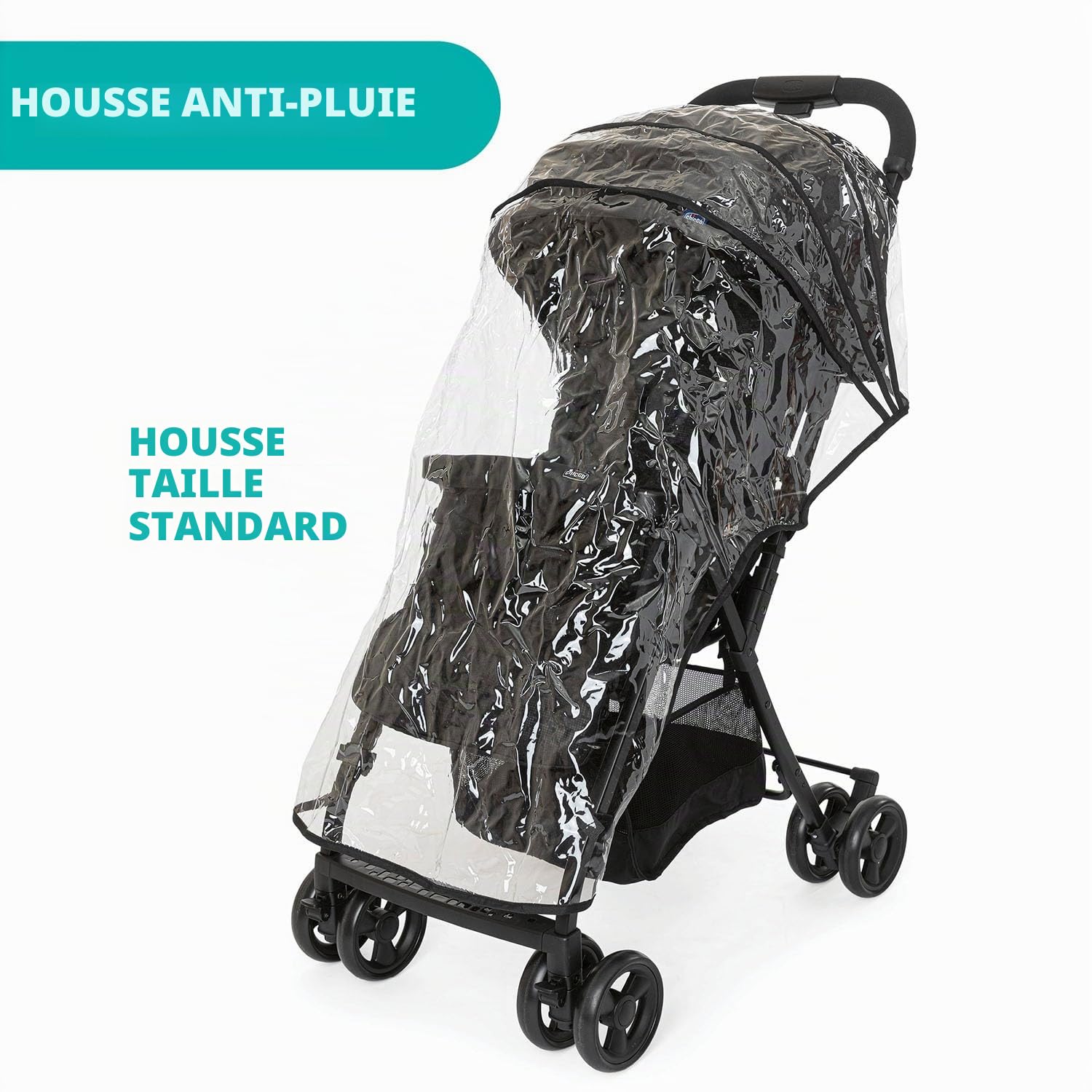 Chicco OHlalà 3 Poussette Canne Bébé Ultra légère, Compacte, Pliable et Inclinable de la Naissance à 15 kg, avec un Grand Panier, Housse de Pluie Incluse, et Toit Extensible - Jet Black