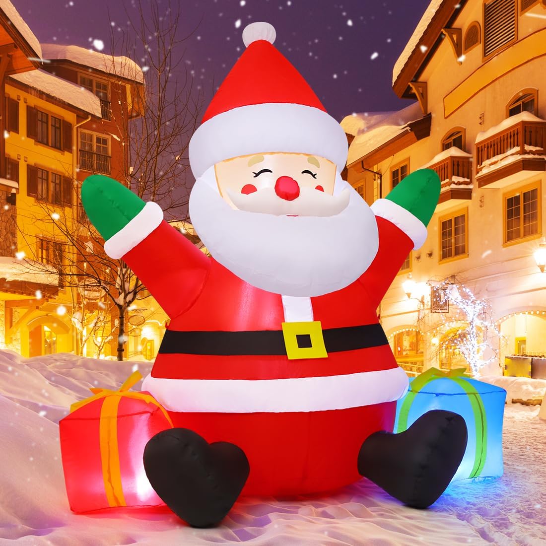 GOOSH 6FT Christmas Inflatable Reindeer and 5FT Inflatable Santa Claus Bundle image 3