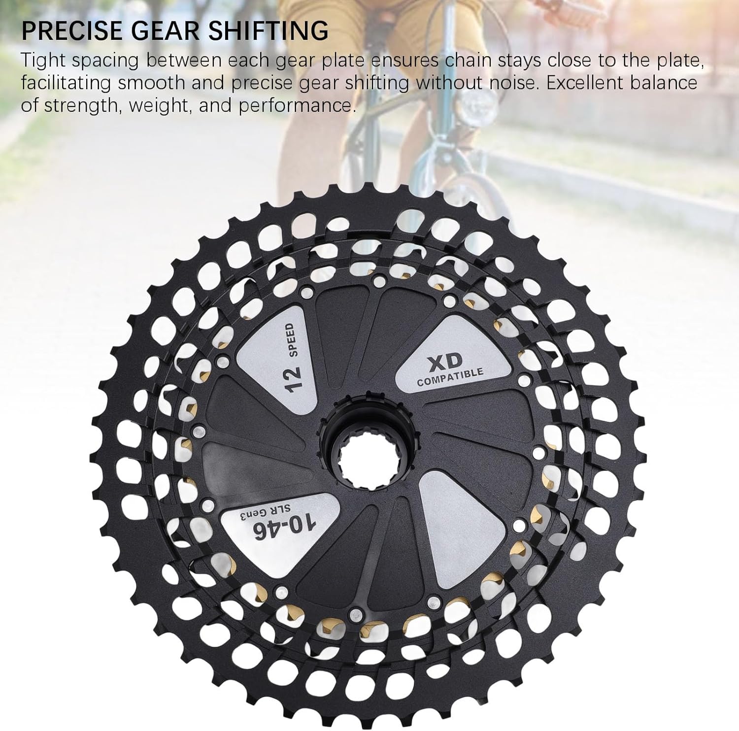 12 Speed Bike Cassette, CNC Hollow Aluminum Alloy Steel Freewheel 10-46T with Lightweight Design for Mountain Road Cycling, Compatible with SX NX GX XX1 Eagle