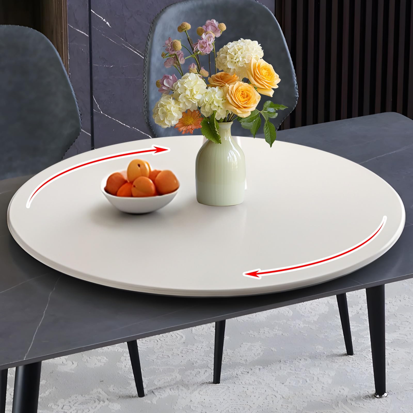 Plateau tournant Lazy Susan en bambou de 78,7 cm – Plateau rotatif pour charcuterie et fromage – Plateau de service élégant de 80 cm pour cuisine, salle à manger et fêtes – Parfait pour le