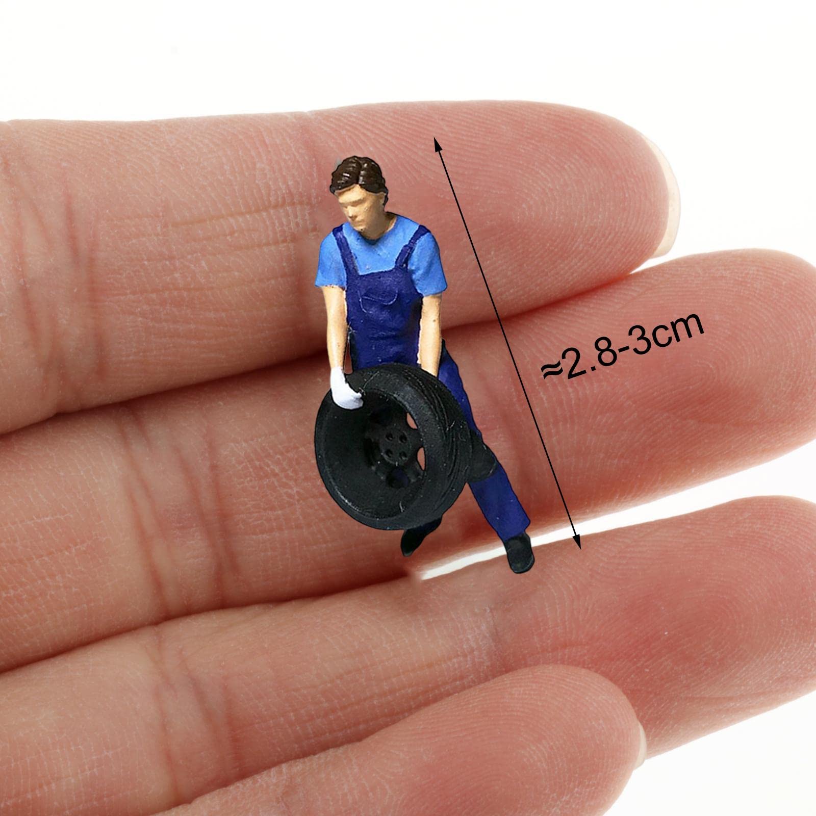 Juego de 3 figuras de resina 1/64 Tiny People modelo de coche figuras de juego de rol decoración azul B, 4 personas