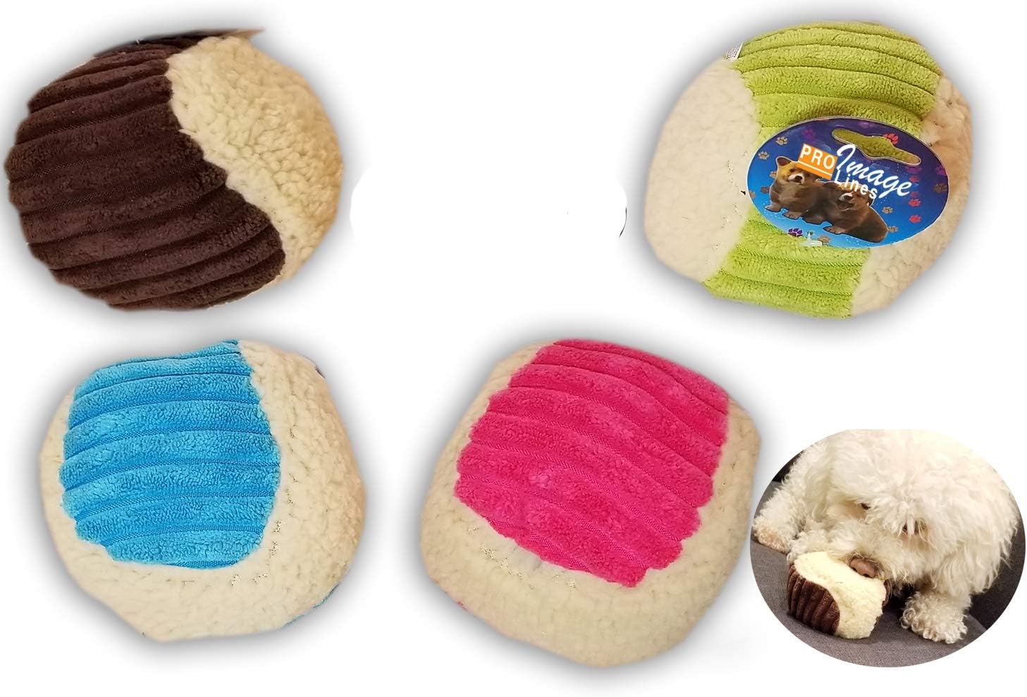 Zelica Dog Chew Soft Ball with Squeaker, Plush Soft Dog Toy, Puppy Play Dog or cat Squeaky Toy (4 Pack)