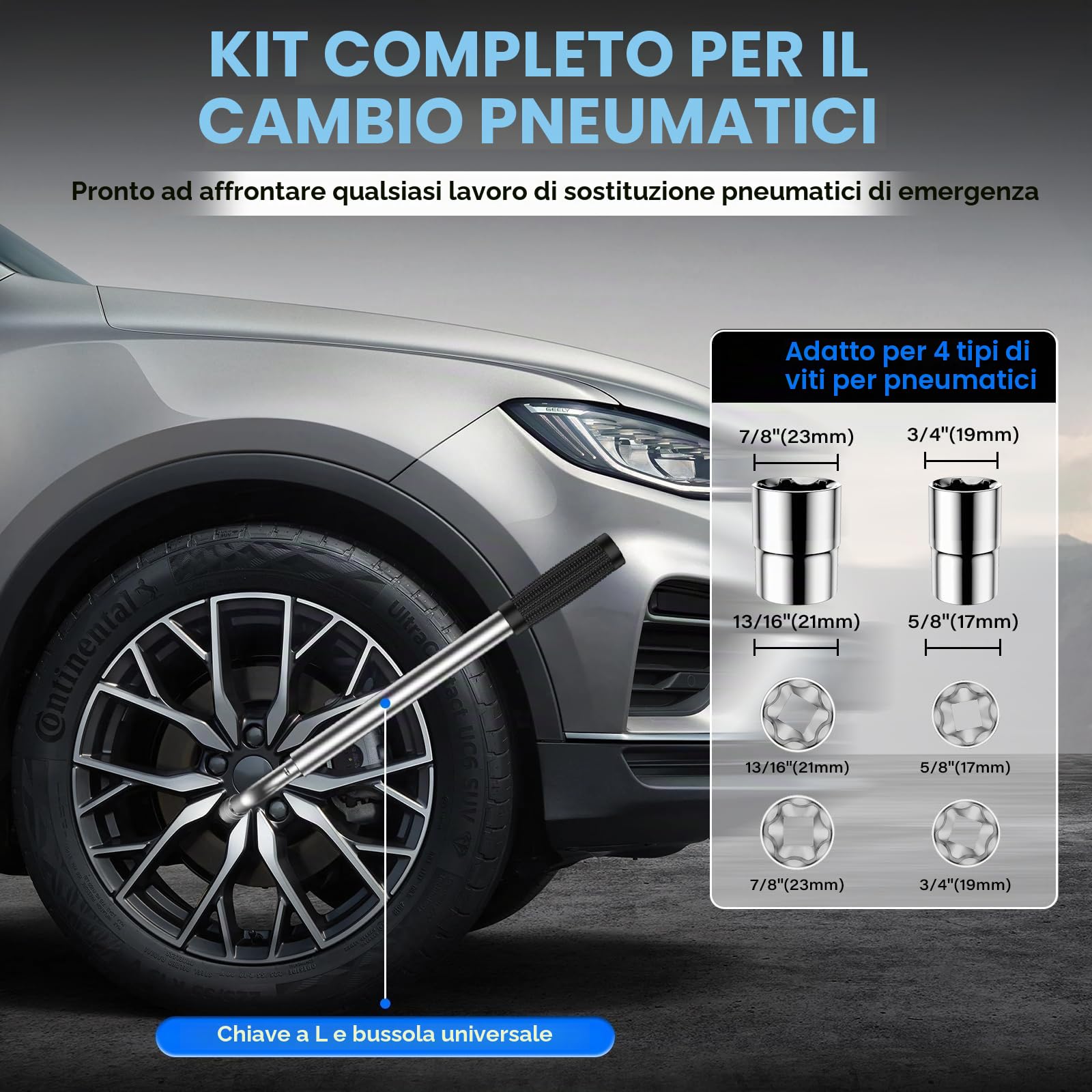 IMAYCC Cric Per Auto 2T/2000kg, Cric Auto Con Universale, Cric Portatile Per Auto Con Chiave Per Dadi Ruota, Kit Emergenza Auto Per Auto,Ideale Per La Manutenzione e La Riparazione