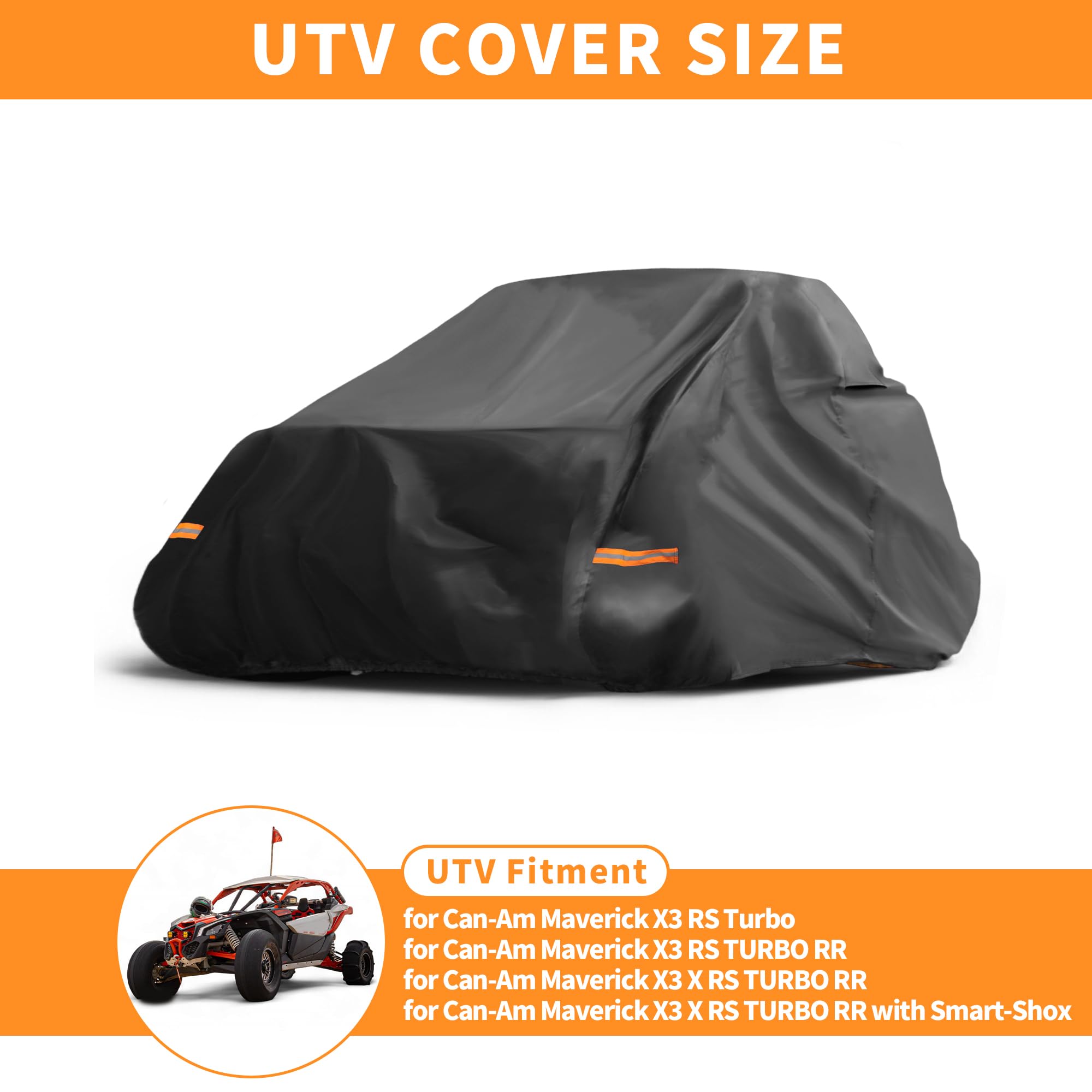 X AUTOHAUX Funda UTV para Can-Am Maverick X3 RS Turbo de 2 plazas, impermeable, lado a lado, para Can-Am Maverick X3 x RS Turbo RR, protección solar y lluvia, tela Oxford 210D, color negro