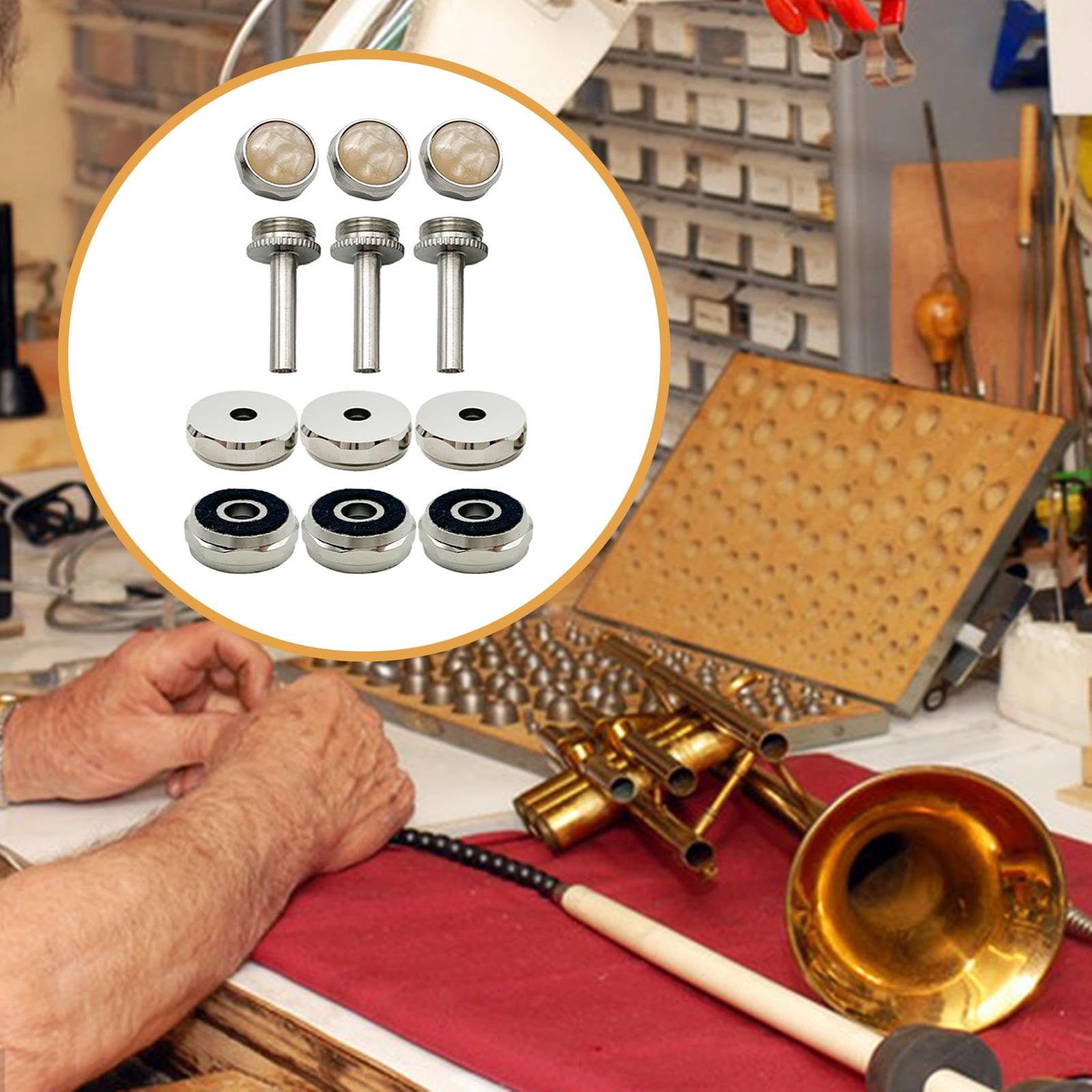 Fenteer Set di cappucci e aste per pulsanti delle valvole della tromba, parti di ricambio per tromba in Sib, forniture per strumenti, trombe tascabili