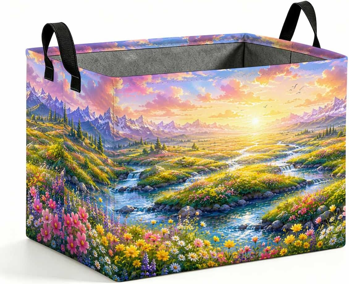 56L Storage Basket Alpine Valley Laundry Hamper Collapsible with Handles