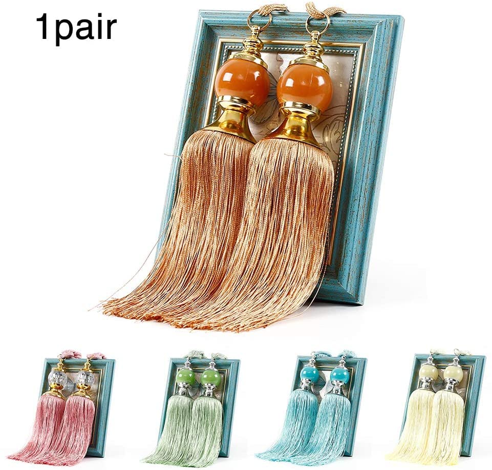 Lot de 2 embrasses pour Rideaux, embrasses en Corde, embrasses à Pampilles, décor de Boule de Cristal, Grandes embrasses, Boule de Prisme, Glands, embrasses en Corde de Rideau (Rose)