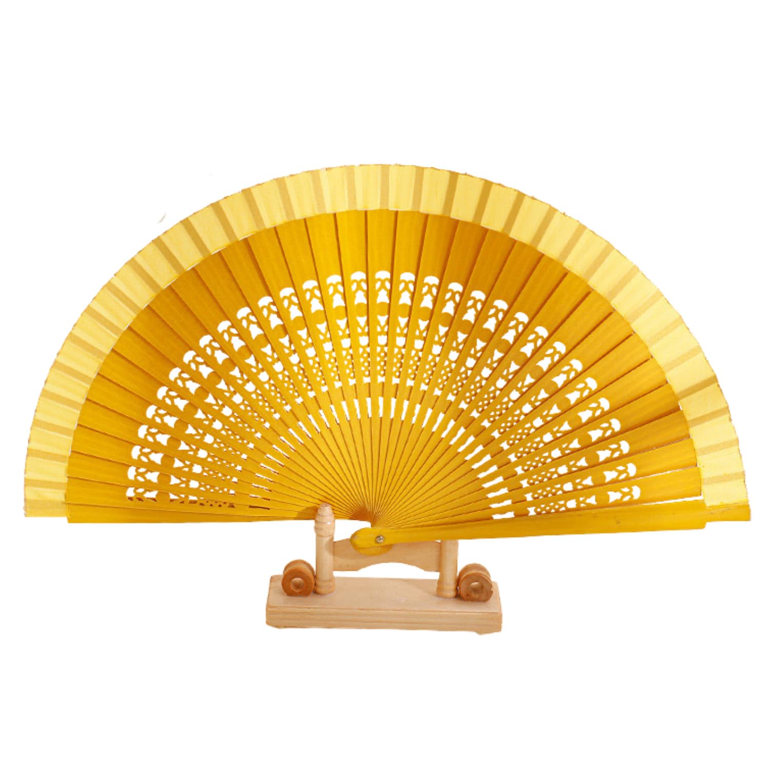 Kinaviola Flamenco Abanico Spanish Dance Fan Sensu Yellow Wood 9x16.5in