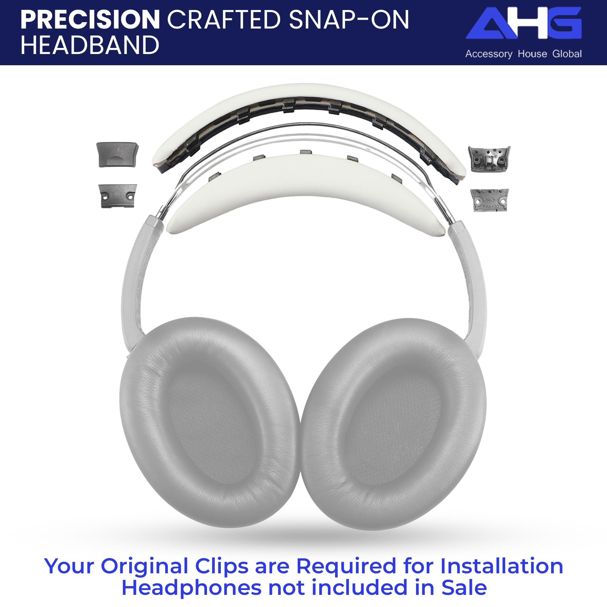 AHG QC35 Oreillettes / QC35 ii Kit de coussinets pour bandeau Compatible avec casque Bose QuietComfort 35 ii / QC35 (blanc). Design de bandeau haut de gamme | Assemblage à faire soi-même sans couture