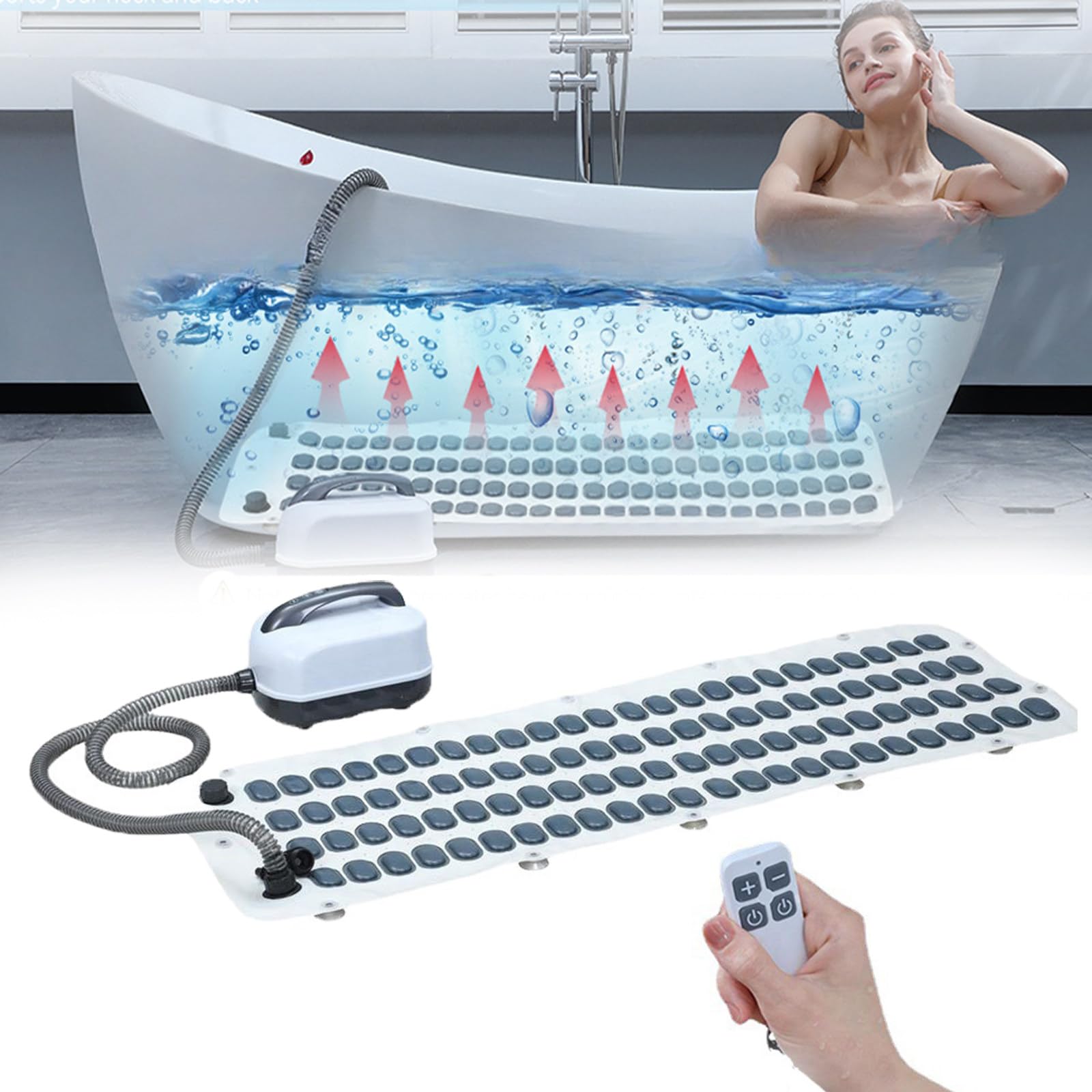 Tappetino Idromassaggio BBS - 3 Livelli Di Intensità, Timer, Bolle D'Aria E Diffusore Aromi, Per Vasca - Foto 5