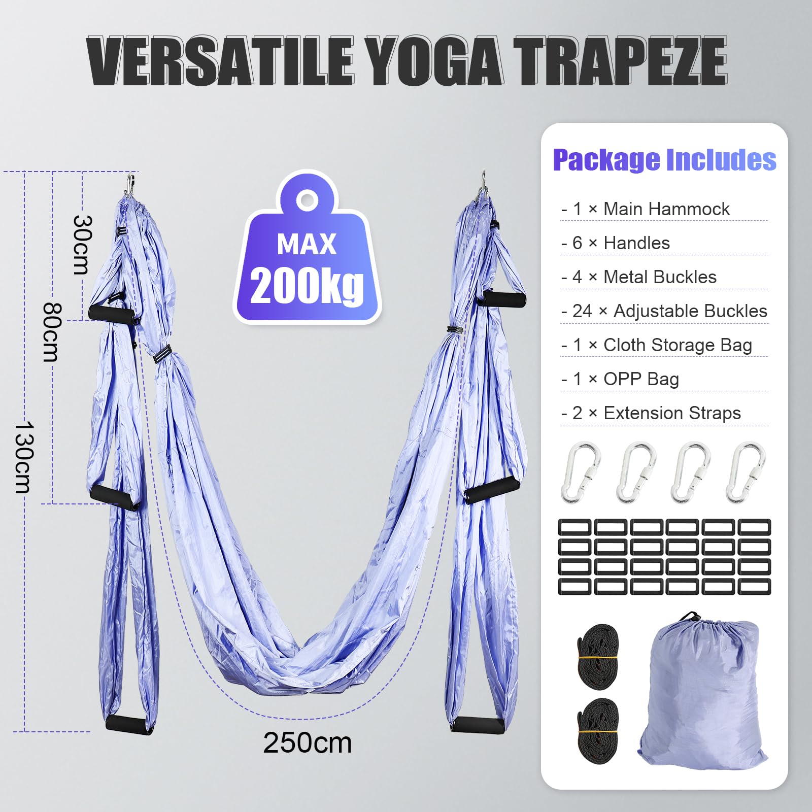Hamaca de Yoga Aéreo Kits, Trapecio Antigravedad para Ejercicios, Estiramiento para Yoga, Adecuado para Yoga Y Gimnasia