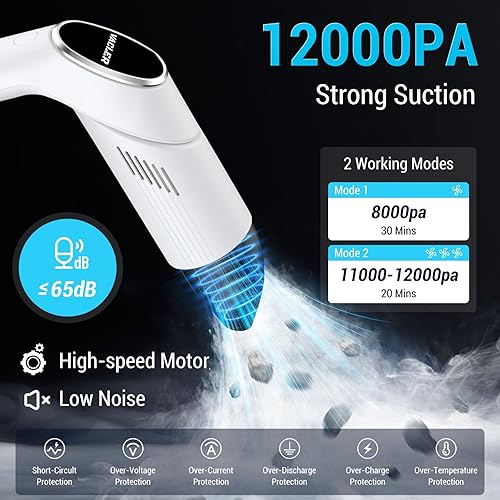 Miniatura 2 de Aspiradora de mano inalámbrica, succión fuerte de 12 KPa y cabezal giratorio de 180, boquillas 2 en 1 para pelo de mascotasautomóvilhogar,