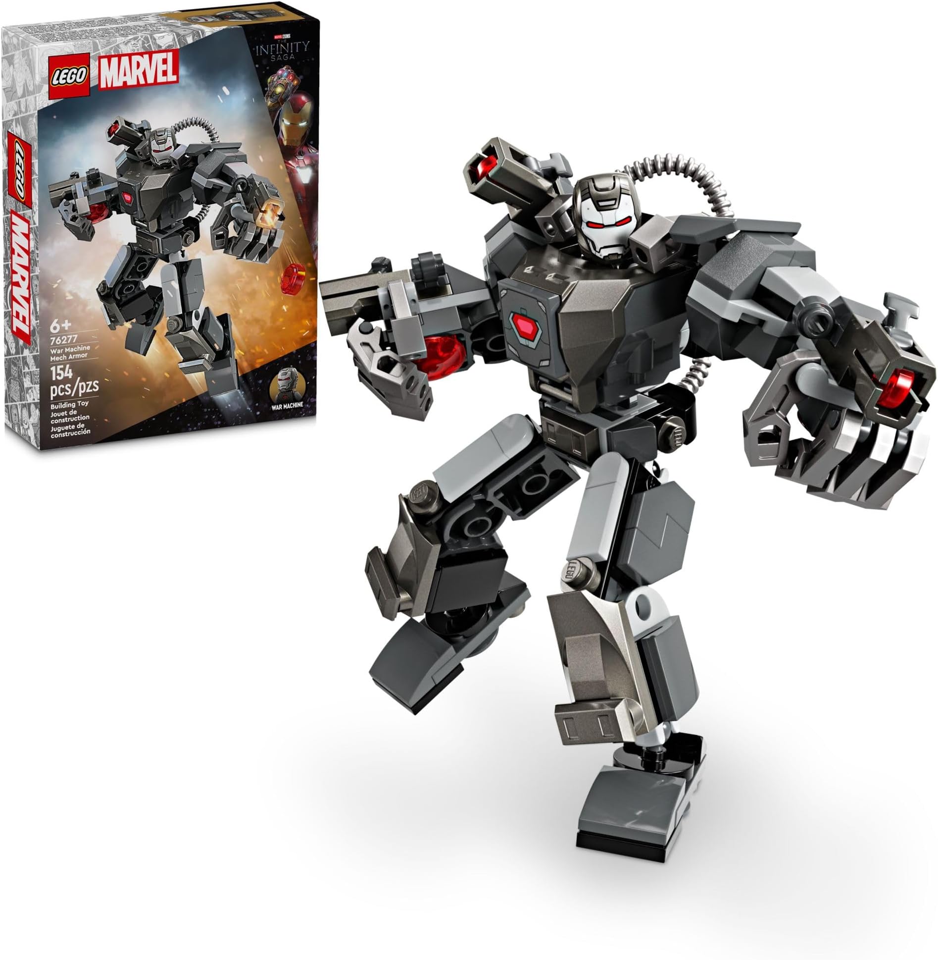 Marvel War Machine Mech Armor, Buildable Marvel Action Figure Toy for Kids with 3 Stud Shooters, Legendary Character from The MCU, Gift for Boys and Girls Aged 6 and Up, 76277
