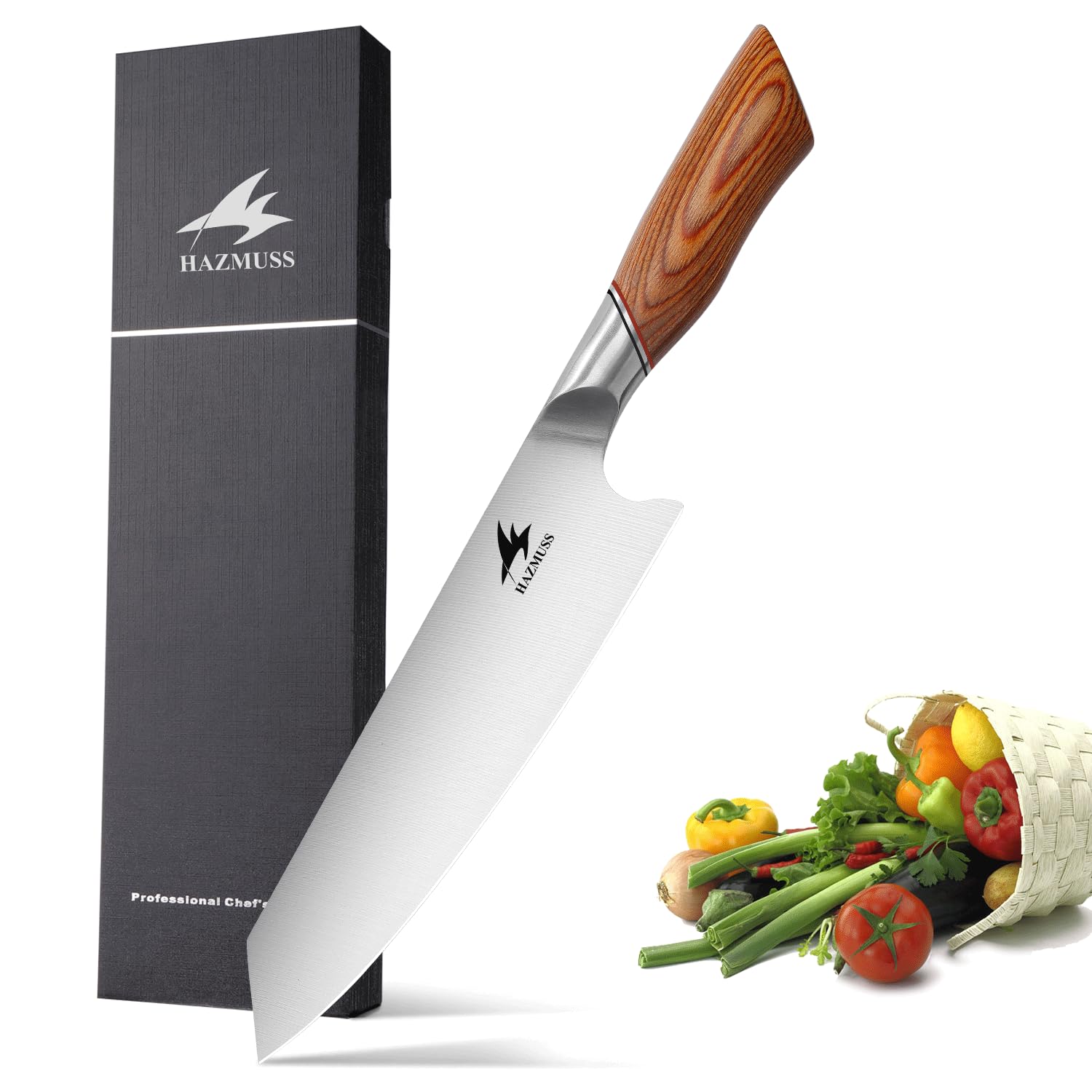 20,2 Cm Kiritsuke Messer Con Hoja De Acero Al Carbono Y Mango Ergonómico De Madera – Cuchillo De Cocina Japonés Profesional Para Cortar, Picar Y Hacer Láminas De Verduras Con Precisión