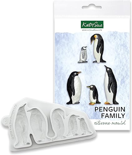 Katy Sue Molde de silicona de la familia de pingüinos para decoración de pasteles y manualidades