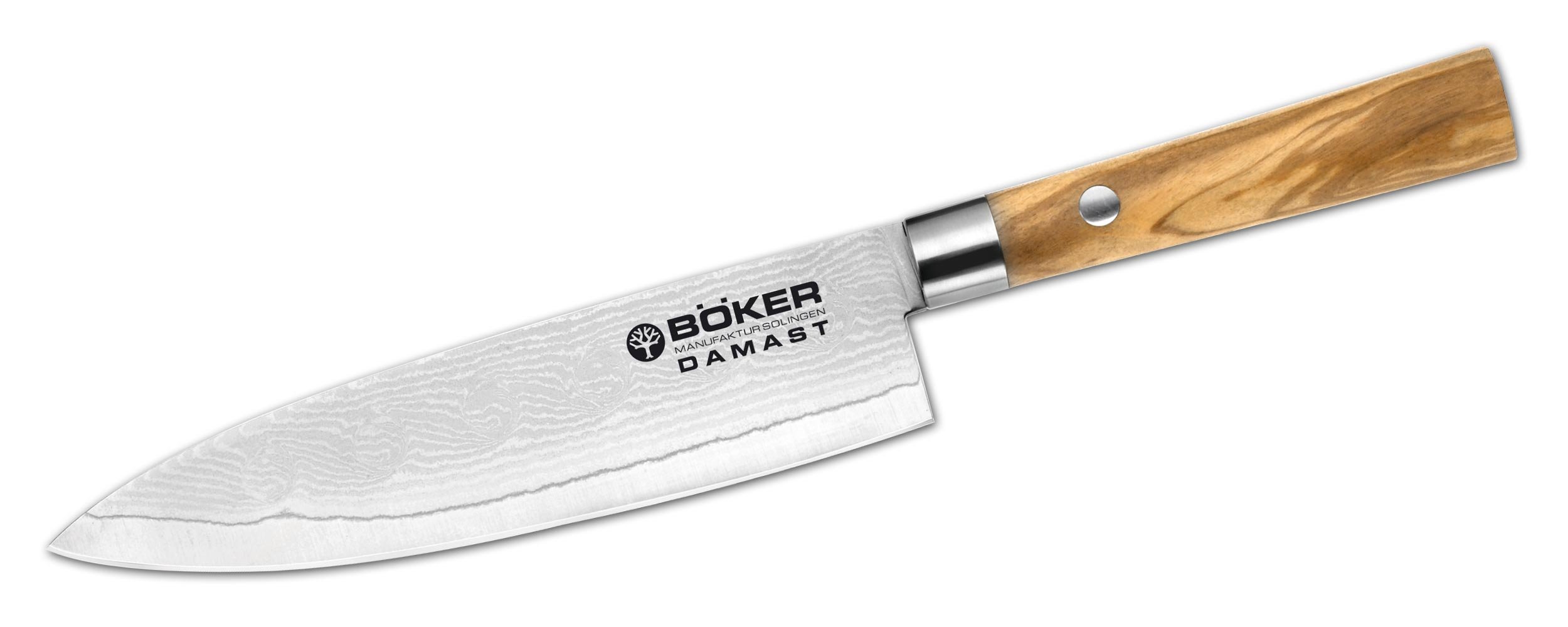 Couteau de cuisine Böker Damas Olive : petit couteau d'office en bois d'olivier