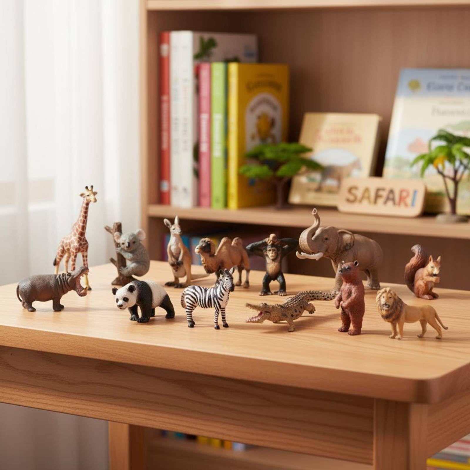 harayaa Wildlife Figurine Tierfigur Set Handbemalte Elefant Dekorationsfigur Detailgetreu für Kinderzimmer Lernspielraum