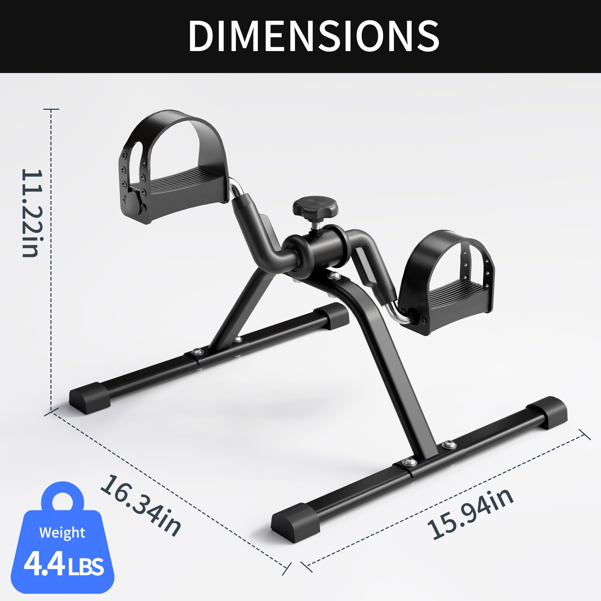 Bicicleta estática plegable con pedal, portátil, con pantalla LCD para ejercicio y entrenamiento de brazos y piernas (gris)
