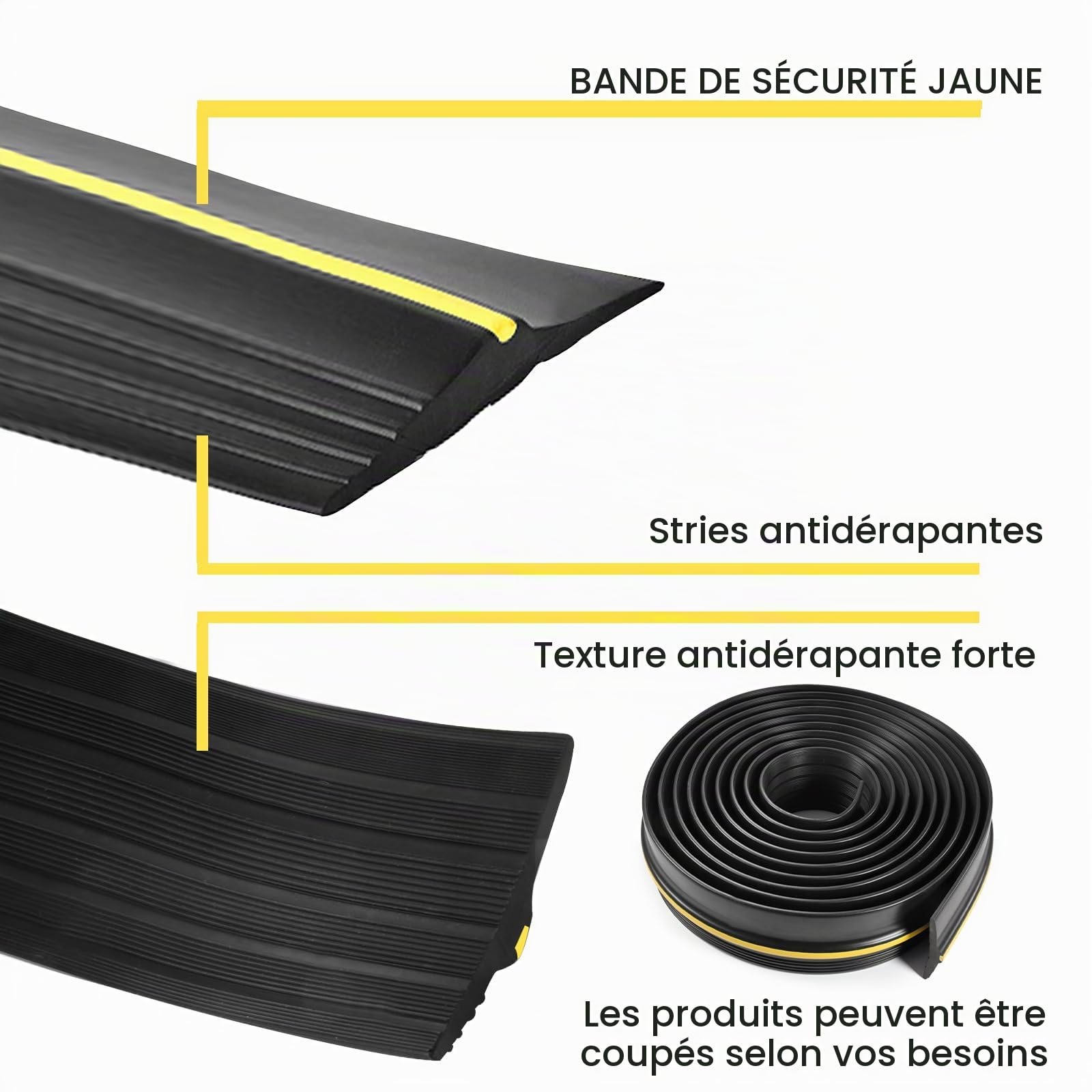 Joint Porte Entree Garage 6 m/12 mm Bas de Porte Kit Isolant Caoutchouc Seuil Universel Joint de Porte d'entrée Pour Garage, Entrepôt, Atelier, Barrière Anti-inondation,Isolation Acoustique