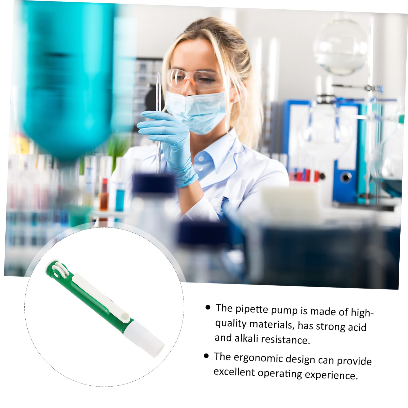Pompe à Pipettes de Laboratoire Manuelle 2ml en Plastique Vert | Utilisation Main, Remplissage Précis, Accessoire pour Travaux Scientifiques