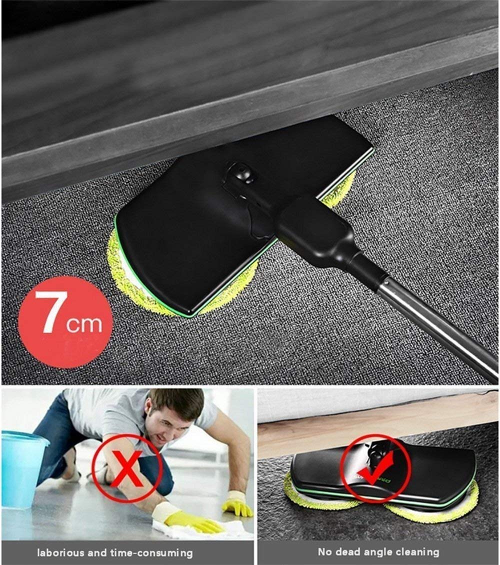 Mopa eléctrica inalámbrica, limpiador de suelos recargable 3 en 1, aspiradora de mano para suelos y alfombras, incluye 4 almohadillas de microfibra y 2 almohadillas pulidoras