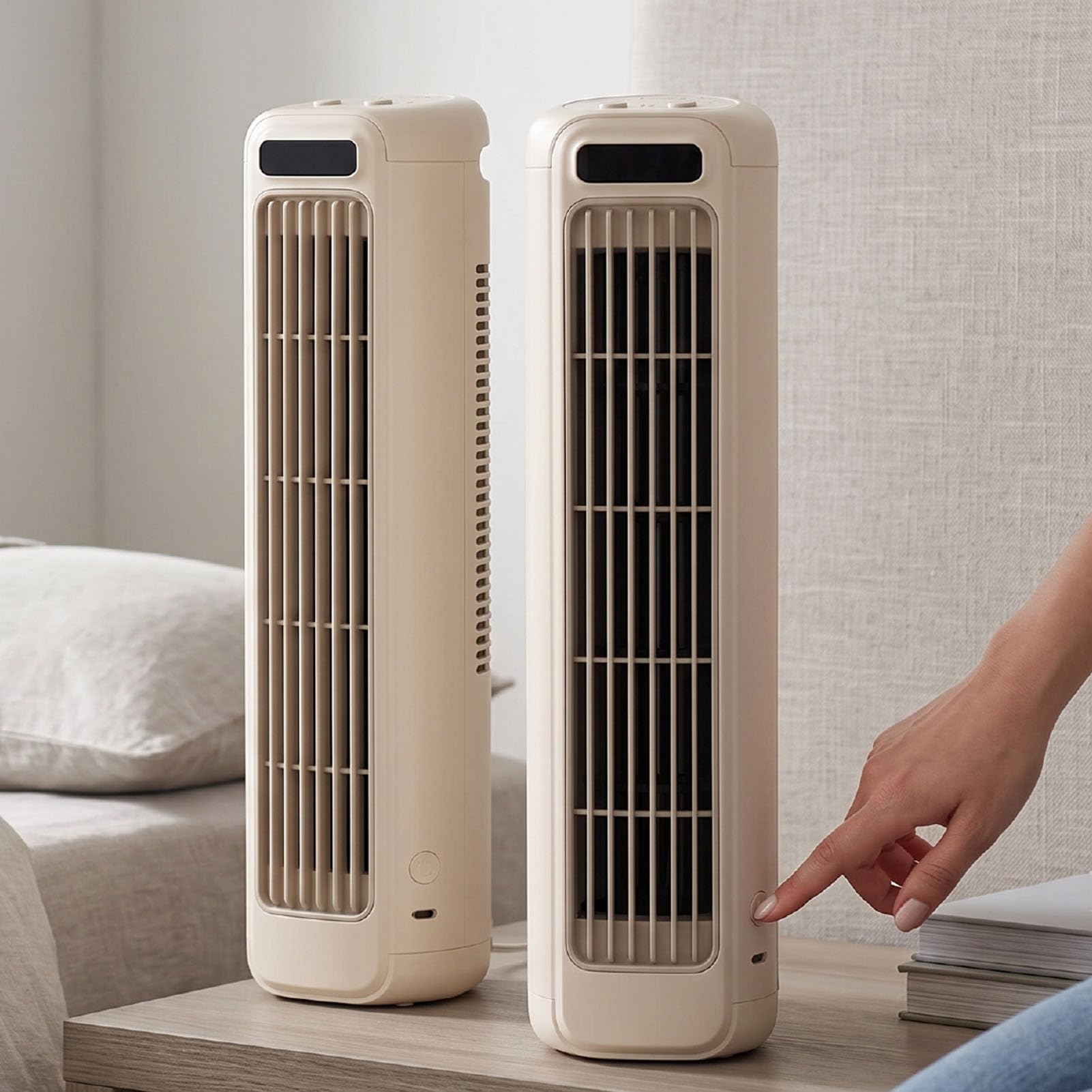 Fafeicy Condizionatore Portatile, Batteria Ricaricabile da 2000 MAh | Ventilatore a torre di raffreddamento senza lama a 3 velocità con LED touch, per camera da letto, ufficio domestico