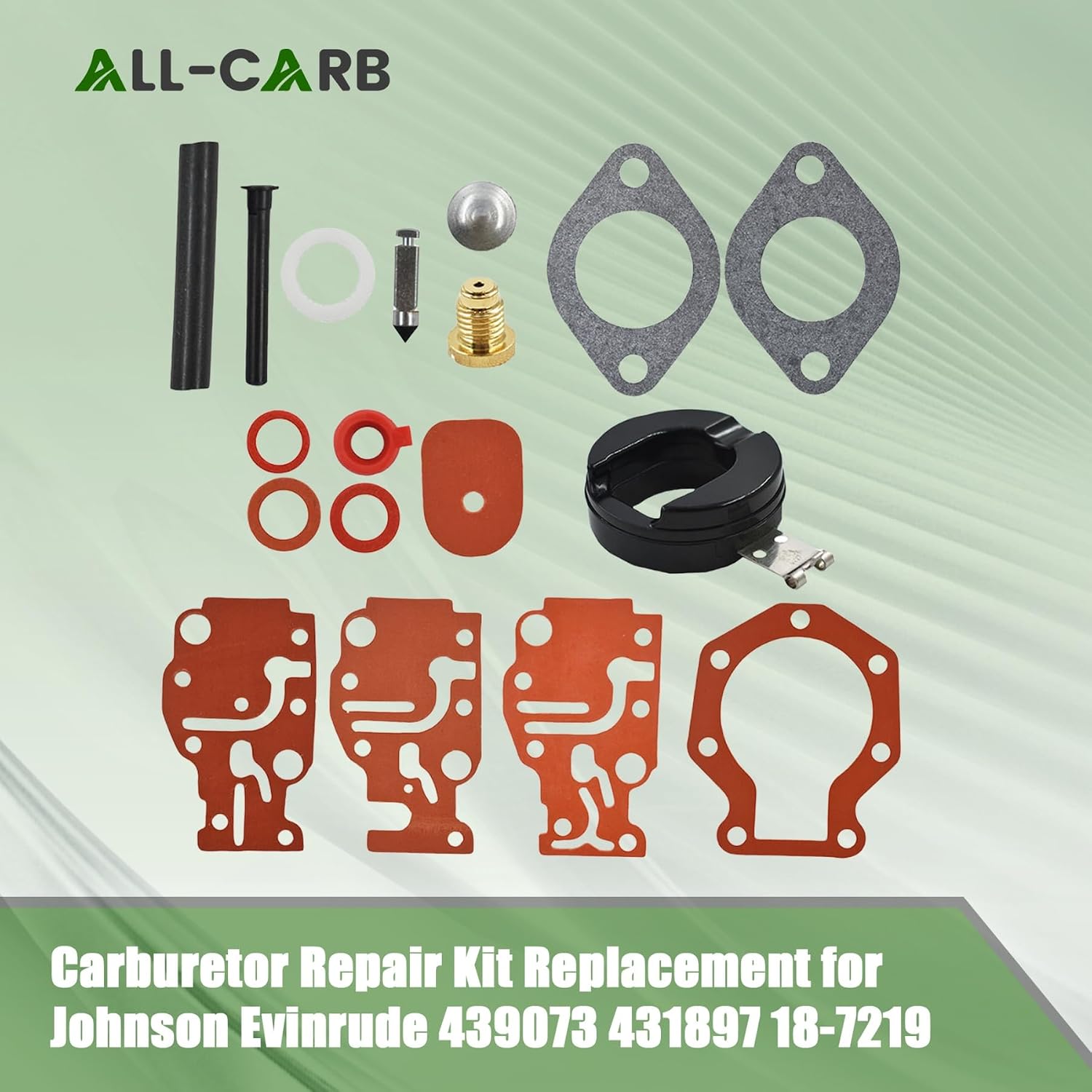 ALL-CARB Carb Carburetor Repair Kit Replacement for Johnson Evinrude 439073 431897 18-7219 6 8 9.9 15 20hp