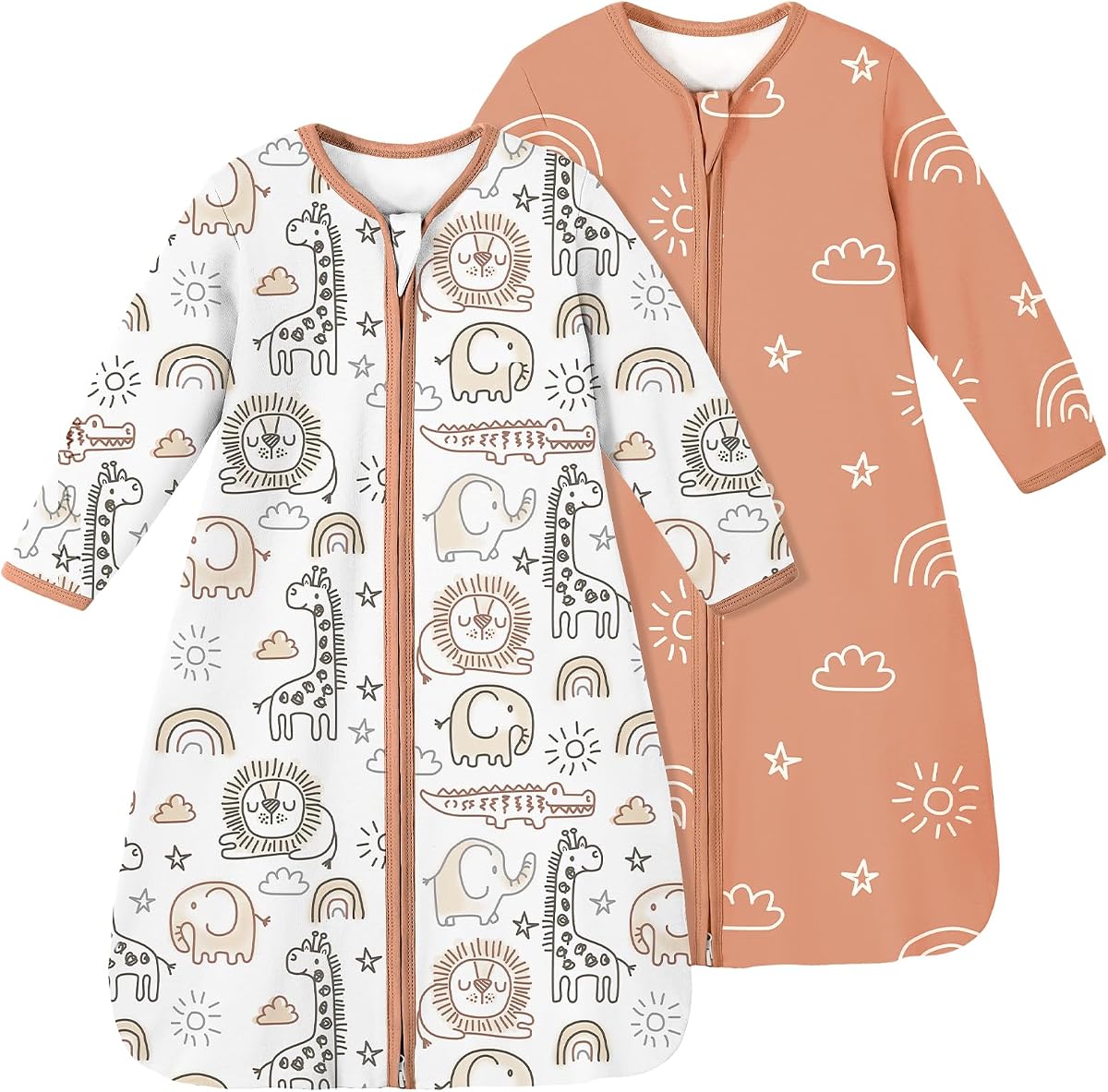 Yoofoss Baby Sleep Sack 6-9 Months 100% Organic Cotton Long Sleeve Wearable Blanket Baby 2-Way Zipper 0.5 Tog Newborn Sleeping Sack, Lightweight