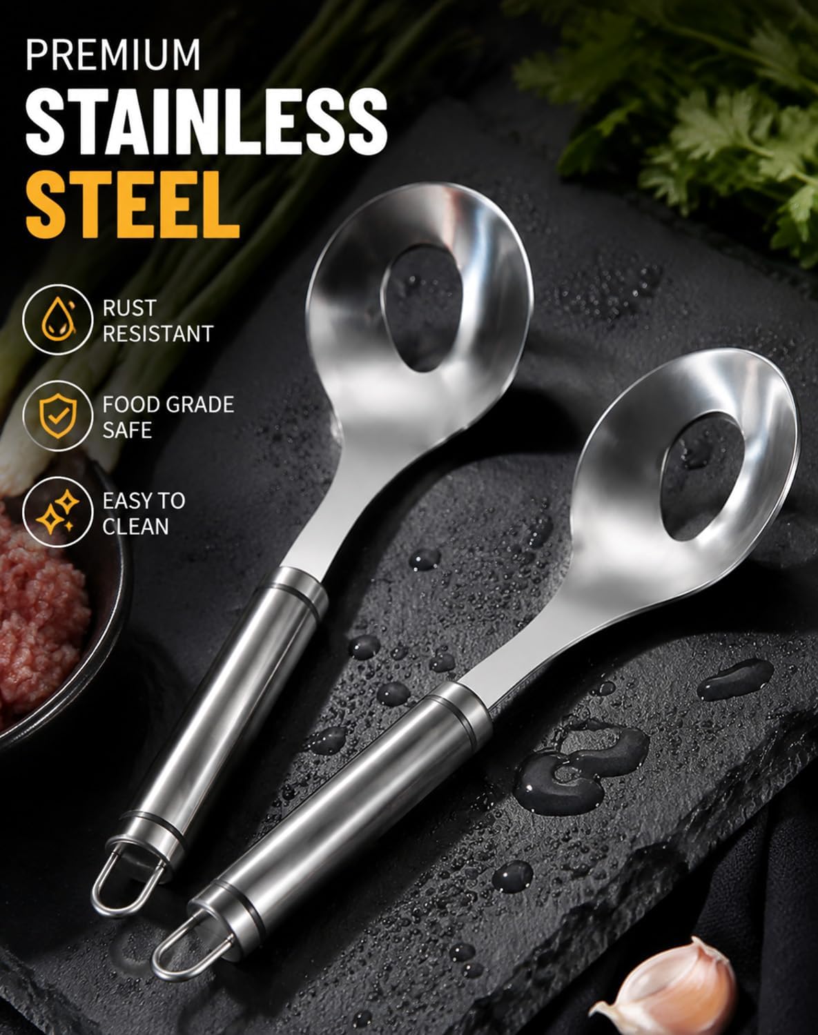 Stainless Steel Meatball Maker Spoon, Non-Stick Meat Ball Extrusion Scoop，1
