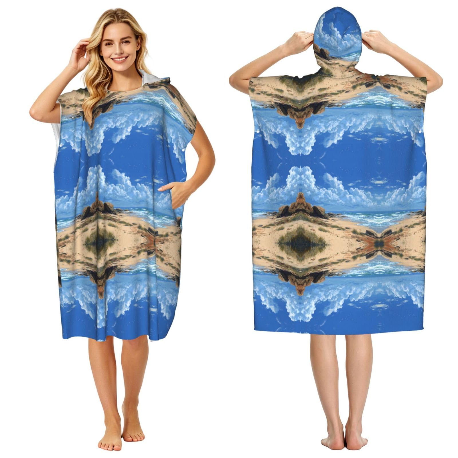 Poncho d'été léger et imprimé plage pour se changer après le surf