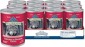 Blue Buffalo Wilderness High Protein, Natural Adult Wet Dog Food, Salmon & Chicken Grill 12.5-oz cans (Pack of 12)