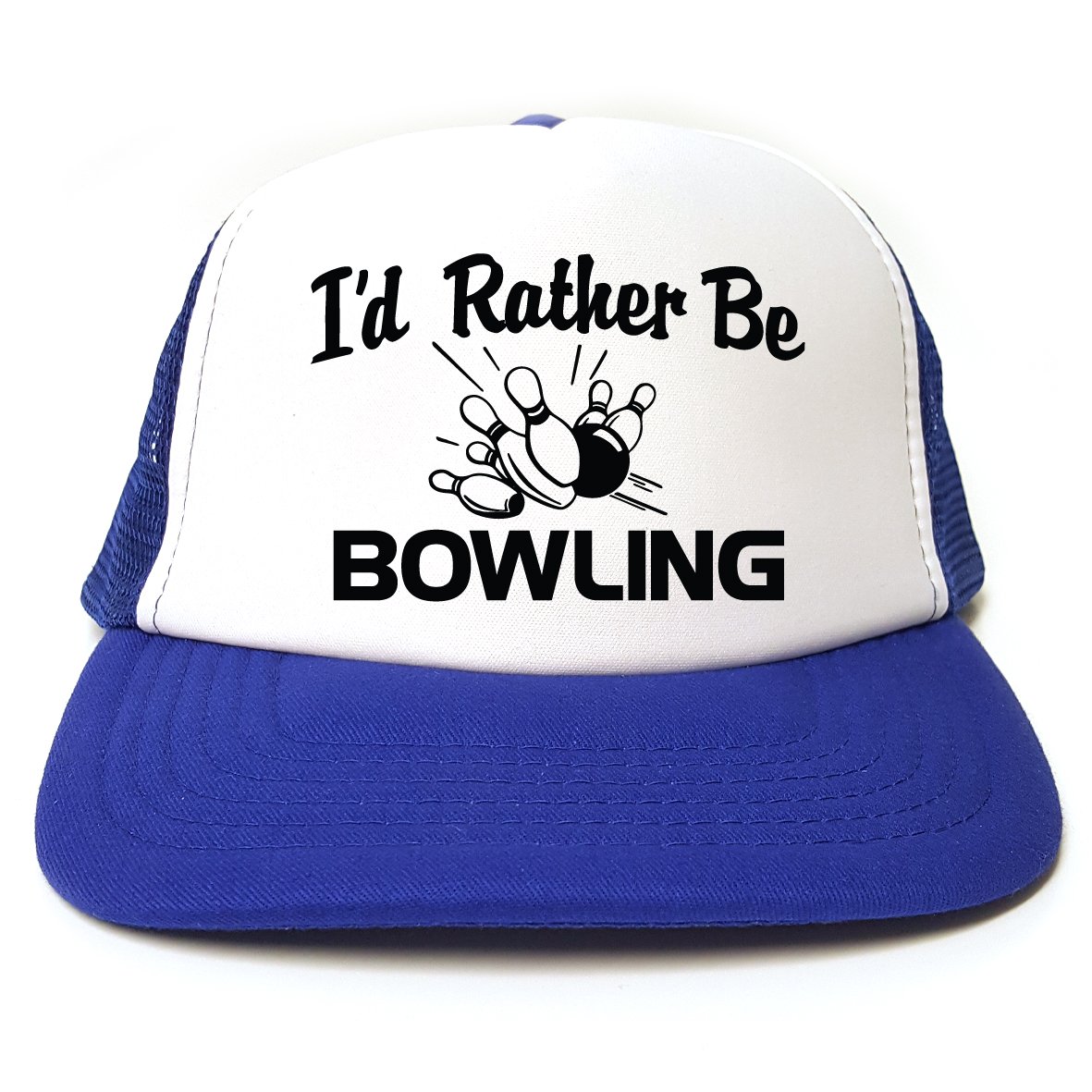 Rocket Fuel Clothing Royal Rocket Fuel 'I'd Rather Be Bowling' Funny Printed Trucker Cap - Blue