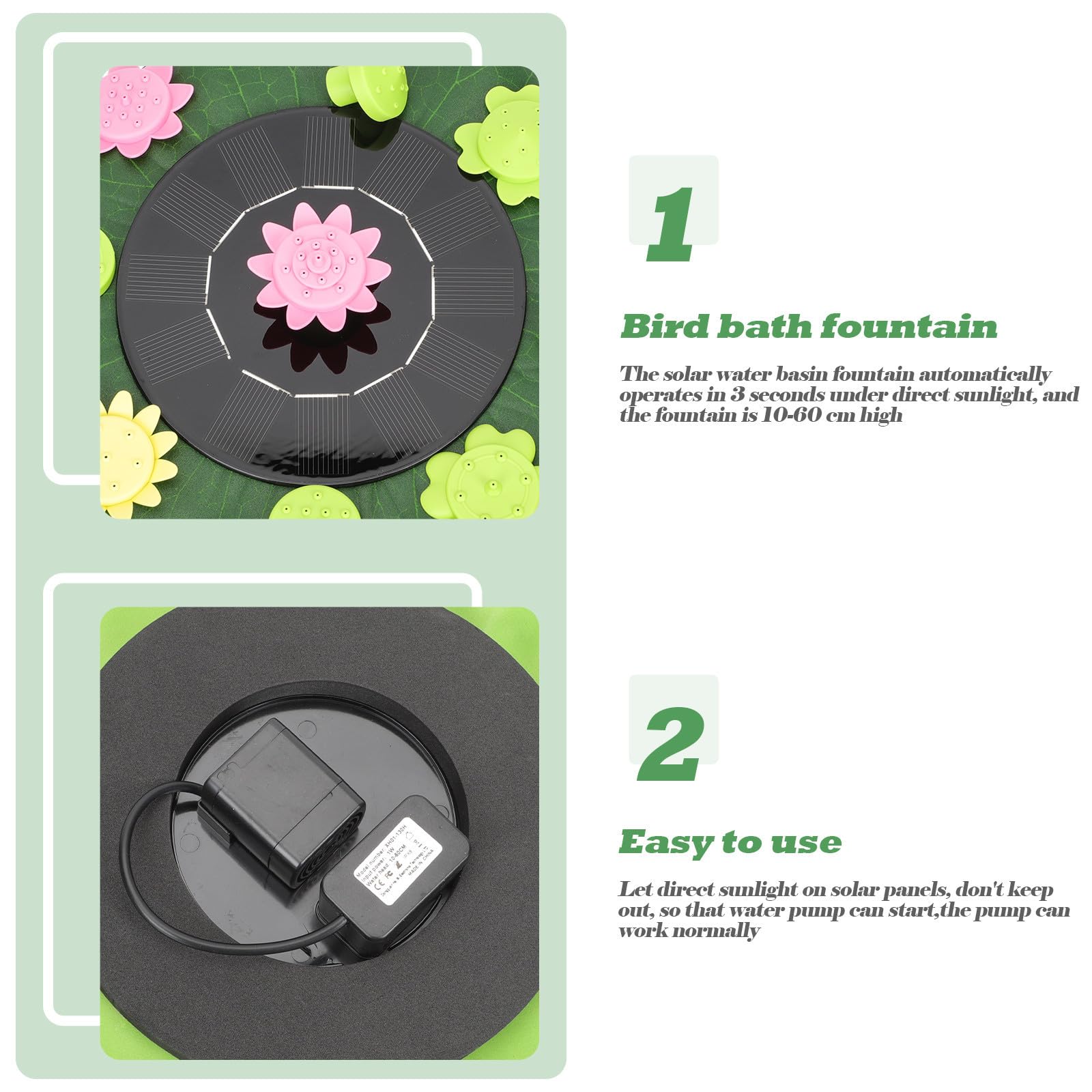 Solarbetriebener Lotusbrunnen für Garten, Sommerdeko 6vdc 1w