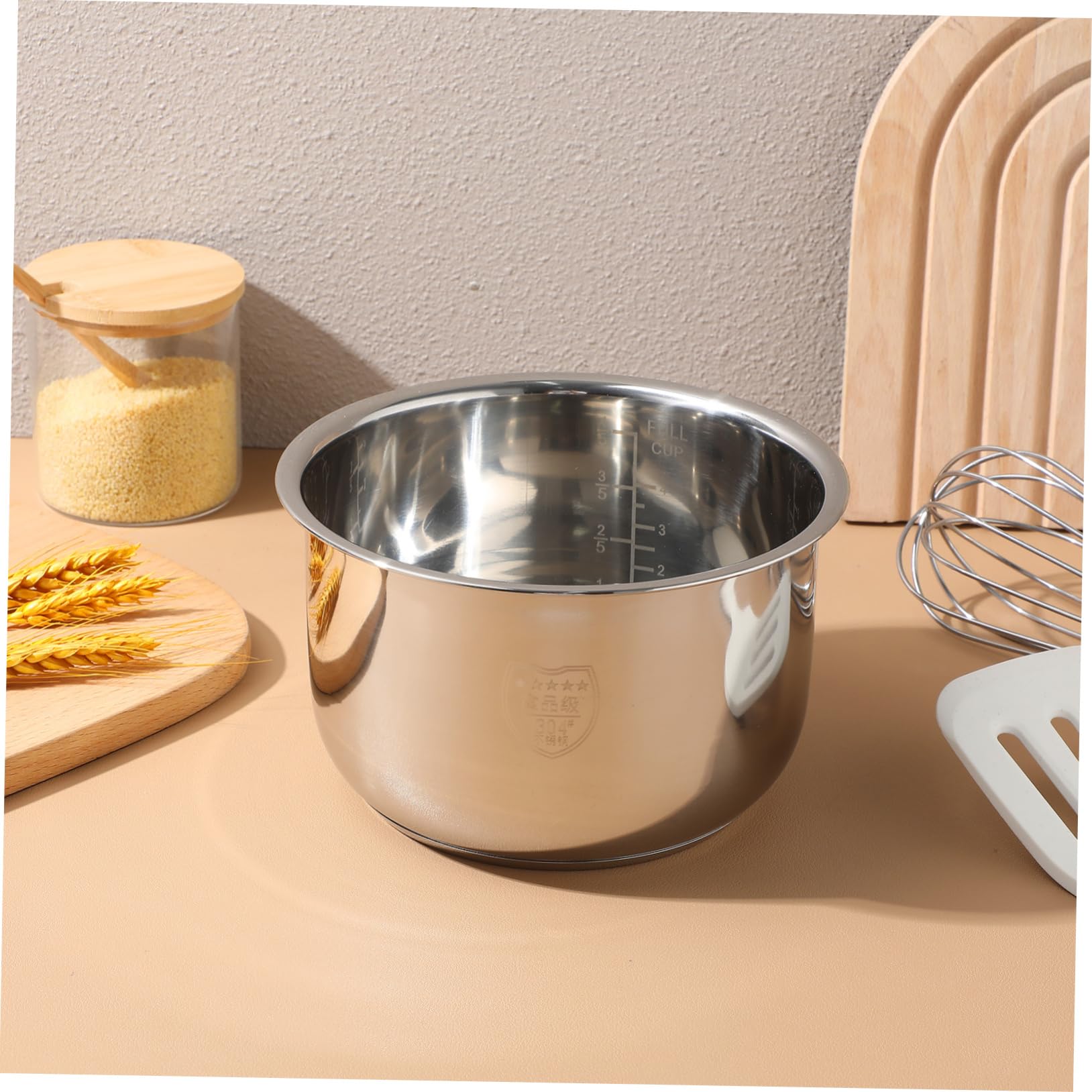 PACKOVE Pot Intérieur Fond Renforcé en Acier Inoxydable 2l Doublure de Remplacement Épaisse pour Cuiseur à Riz pour Préparation de Soupe et Gâteau