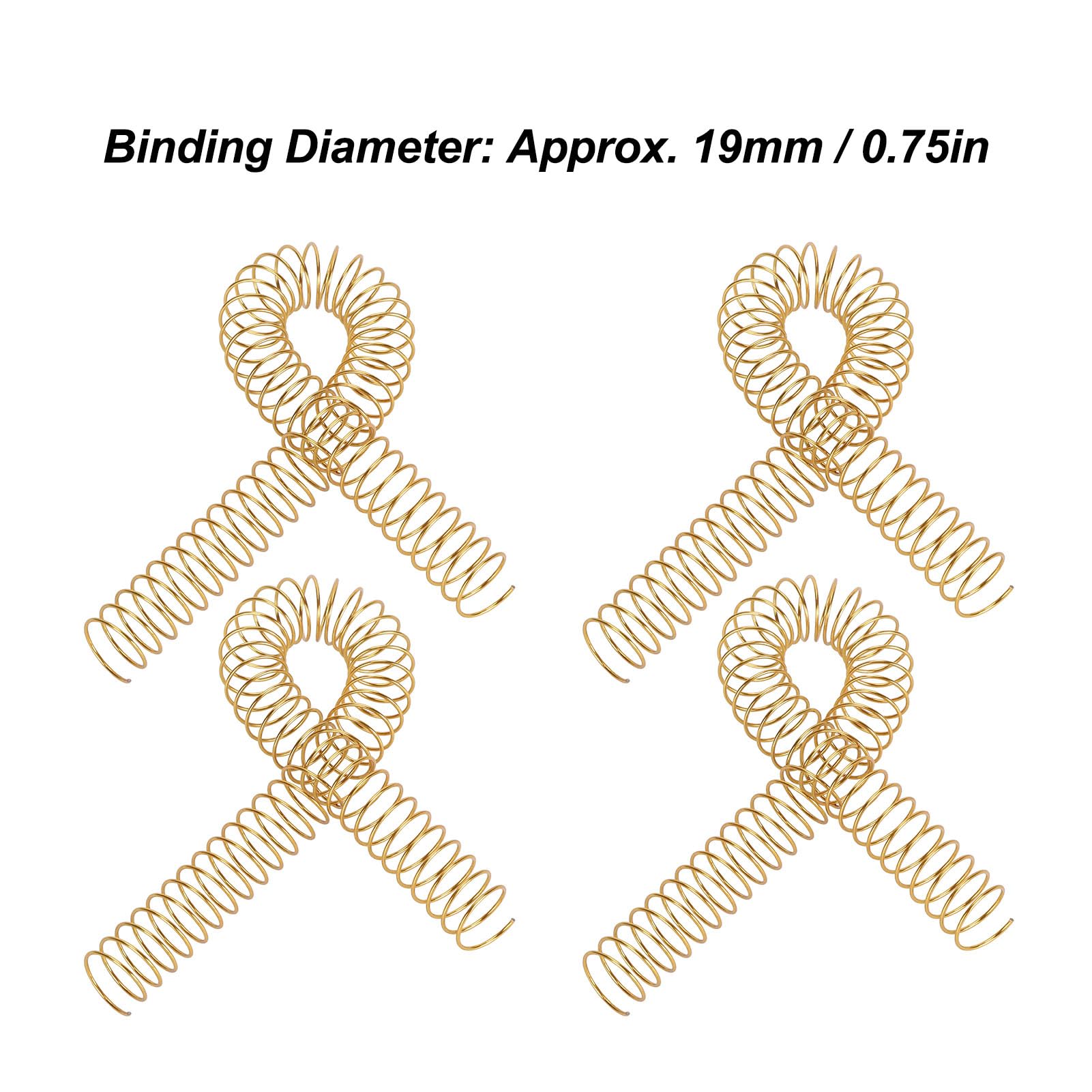 Spiralbindespule, 19 Mm, 170 Blatt Kapazität, Teilung 4:1, 48 Zähne, A4-Bindespulen-Set für Bürodokumente (GOLD)