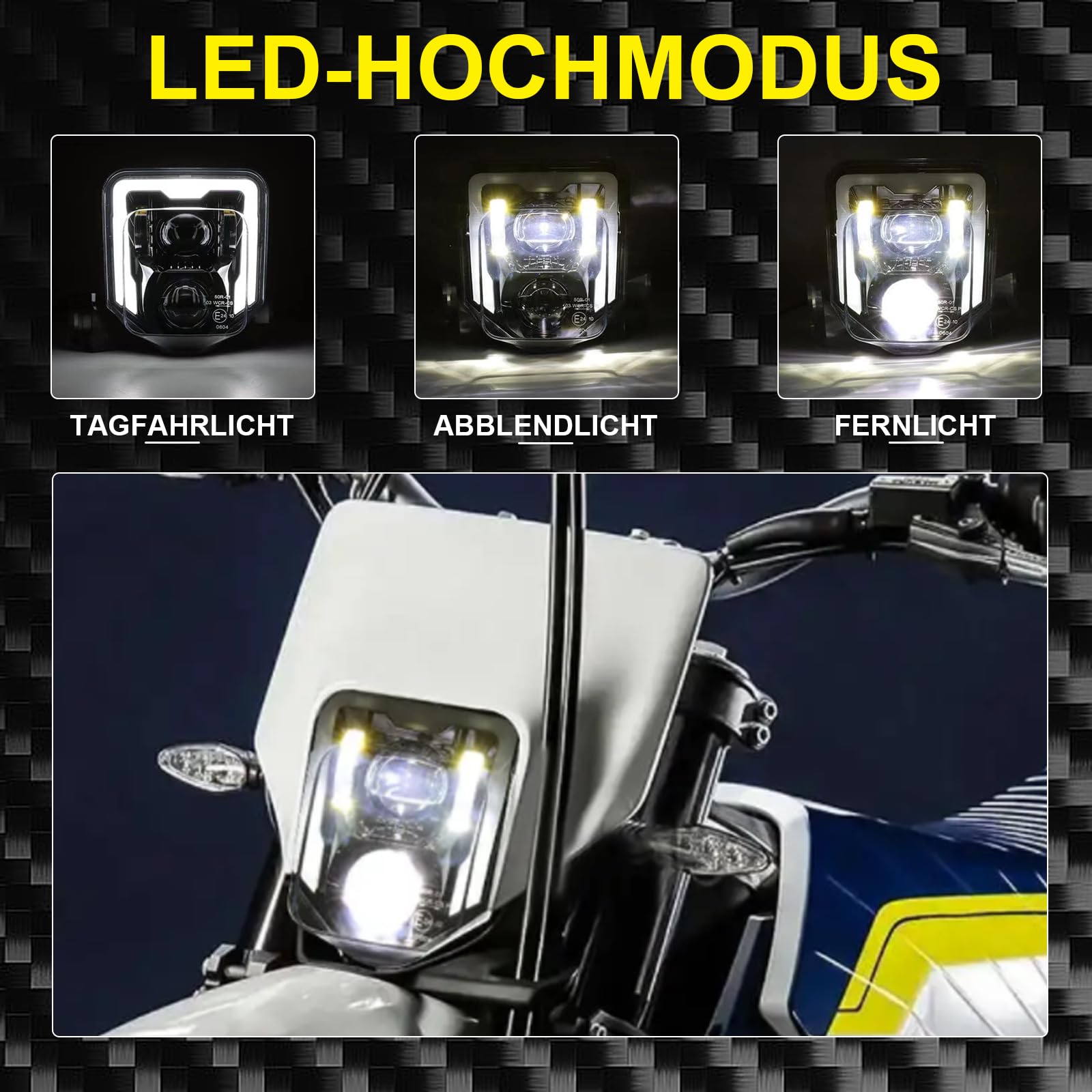 Fari LED per Husqvarna 2014-2023 701 Enduro 701 SuperMoto FE250 FE350 FE450 FE501 FE501S TE150 TE250i TE300i (Carbonio ABS)