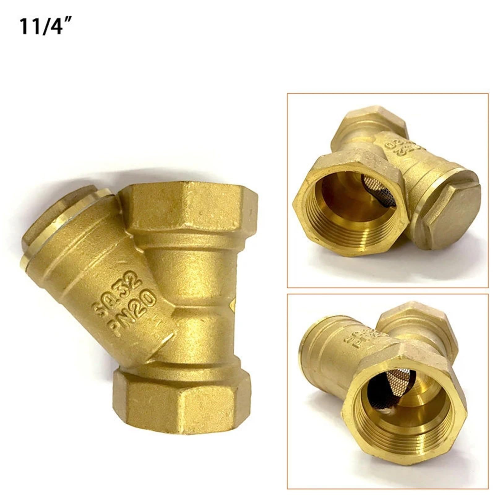 Filtro de latón con Forma de Y de 1/2", 3/4", 1", 2", 3" y 4" con Rosca Hembra en línea de Malla Y.(2")