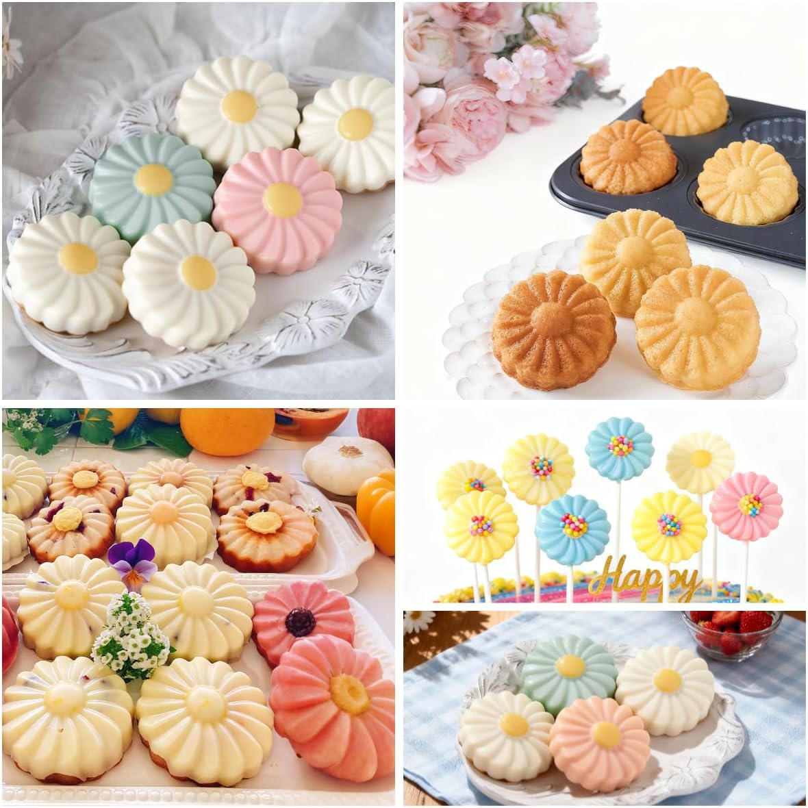 Sunflower Shaped Muffin Pan, 6-Cavity Madeleine Mold & Mini Cake Pan, 2.5" Non-Stick Carbon Steel Baking Mold - Bake Perfect Edible Sunflower Decor for Birthday and Baby Showers - Image 6