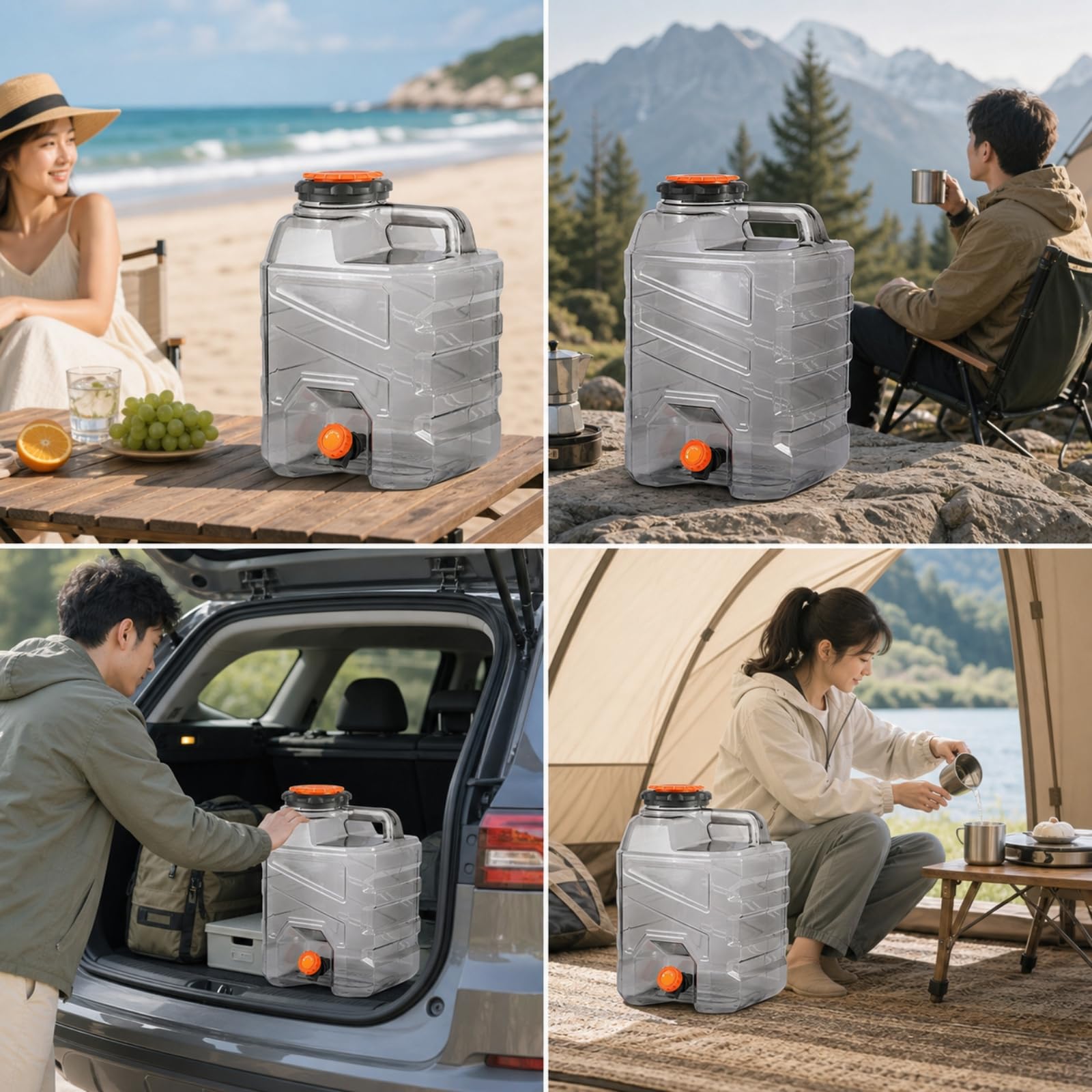 Bidon D'eau Traparent Réservoir D'eau Portable, Conteneur, pr Activités Plein Air, 20L