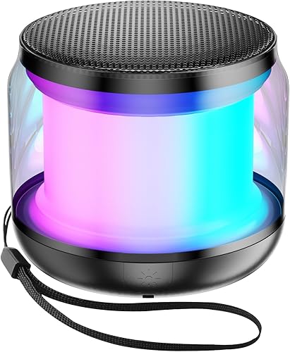 Mini altavoces Bluetooth portátiles inalámbricos, TWS emparejamiento pequeño altavoz Bluetooth, con luces y cordón, regalos para mujeresniñas, niños