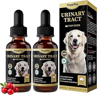 (2 Pack) POPPAW Dog UTI Treatment & Urinary Tract Support – Natural Herbal Drops with High Cranberry Extract, Vitamin B6 for Urine pH Balance, Bladder & Kidney Function, Chicken Flavor, 2 OZ