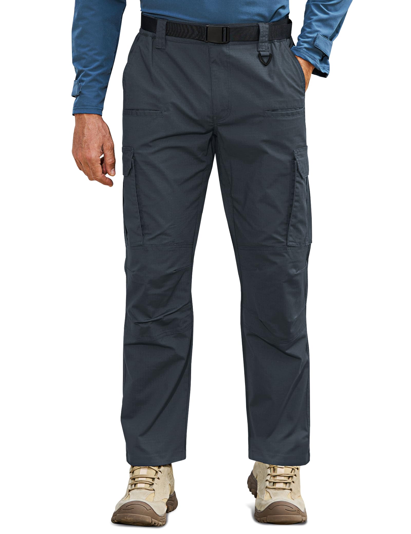MOURCE Pantaloni da trekking da uomo, idrorepellenti, ripstop elasticizzati, leggeri, per uomo (senza cintura)