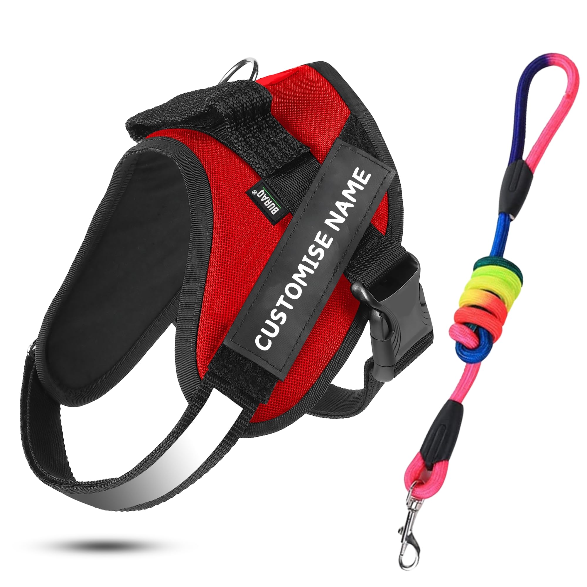 Buraq Customized Dog Harness with Padded Leash, No Pull Dog Belt with Dog Name, Reflective Dog Vest Oxford Fabric, No More Pulling Or Choking, for Large Medium Small Dogs (XXL, Red) (B0CZNSJRDY) Amazon Price History, Amazon Price Tracker