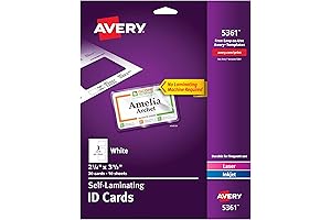 Avery Customizable Self-Laminating ID Cards, 2.25' x 3.5' White