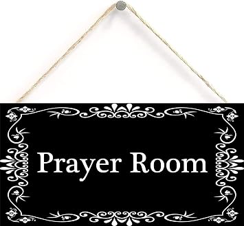 Prayer Room Sign Hanging Sign Decorative Wood Sign Home Decor Wood Door Sign Plaque 12" x 6"