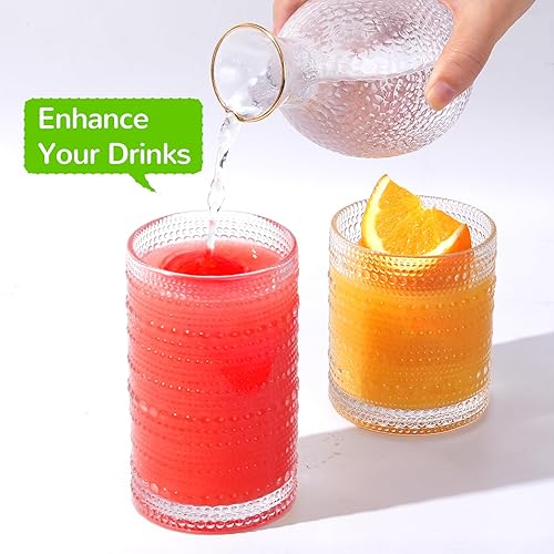 Miniatura 5 de Juego de vasos de agua vintage Hobnail de 12 a 14 onzas y vasos de cóctel de 11 onzas, vasos estéticos de bar de cocina, juegos de regalo para