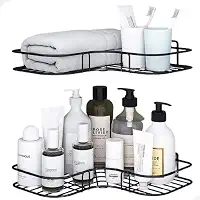 MLTM ECOM Prateleira de Canto para Banheiro e Cozinha Suporte Multifuncional Sem Furar Preto Kit com 2 Unidades Organizador de Parede para Shampoo e Sabonete