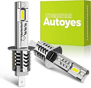 Autoyes 2024 Upgraded H1 LED Headlight Bulb, 700% Brighter 22000LM H1 LED Headlight Bulbs, No Adapter Required, 1:1 Size, 60000+ Hrs Lifespan, Compatible with 99% of Vehicles